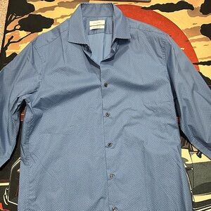 Calvin Klein Light Blue Micro-Pattern Button-Down Shirt